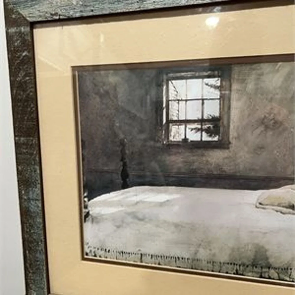 Andrew Wyeth Master Bedroom Framed Print Yellow Lab Dog Rustic Wood Frame